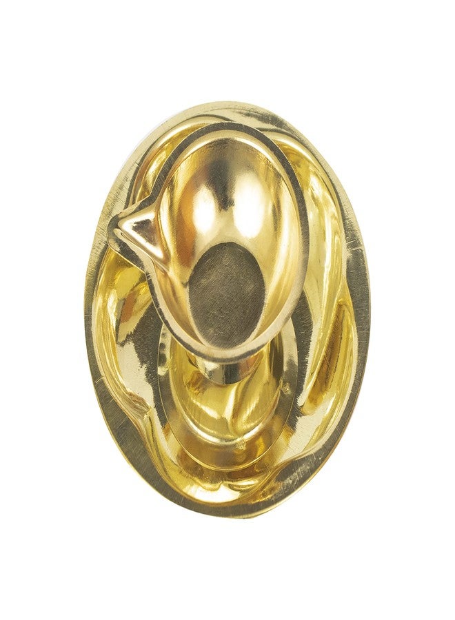 Spillbox مصباح زيتي تقليدي مصنوع يدويًا من النحاس الأصفر من Spillbox للطقوس الدينية | مصباح زيتي صغير مع طبق | مصباح آرتي ديباك لتزيين معبد المنزل | هدية ديوالي ديبام (1) - مصباح زهرة اللوتس - Image 1